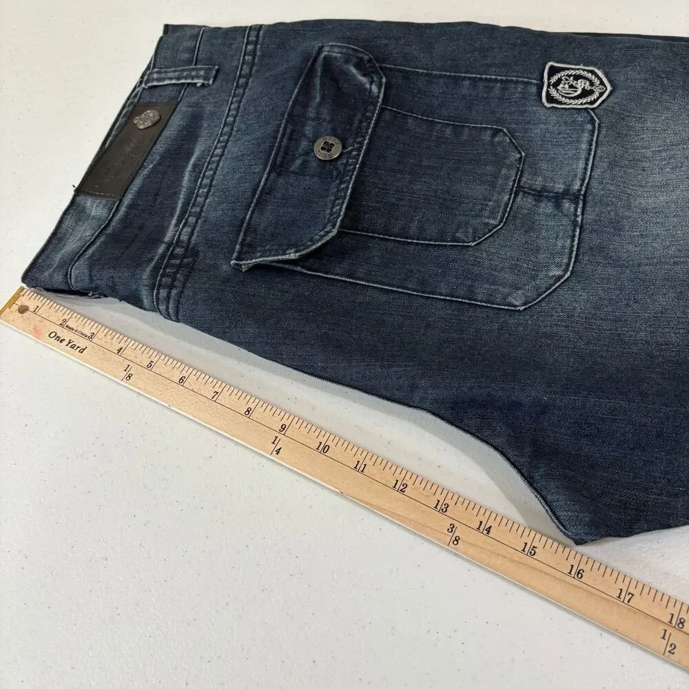 Eight 732 Blue Jeans Mens 40X34 Dark Wash Distress Streetwear Skater Hip Hop Y2K
